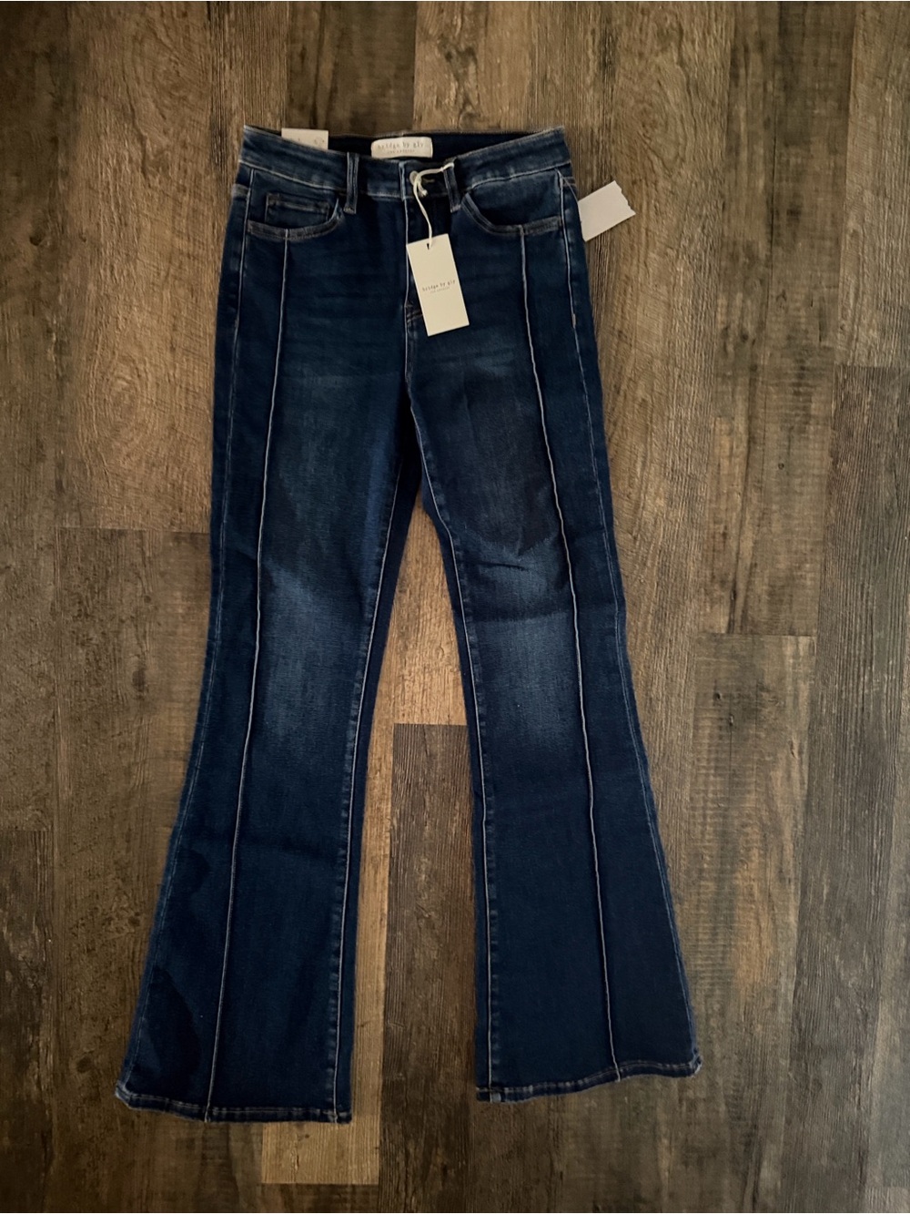 Bridge by Gly Dark Blue Seamed Flare Jeans 5/27 NWT